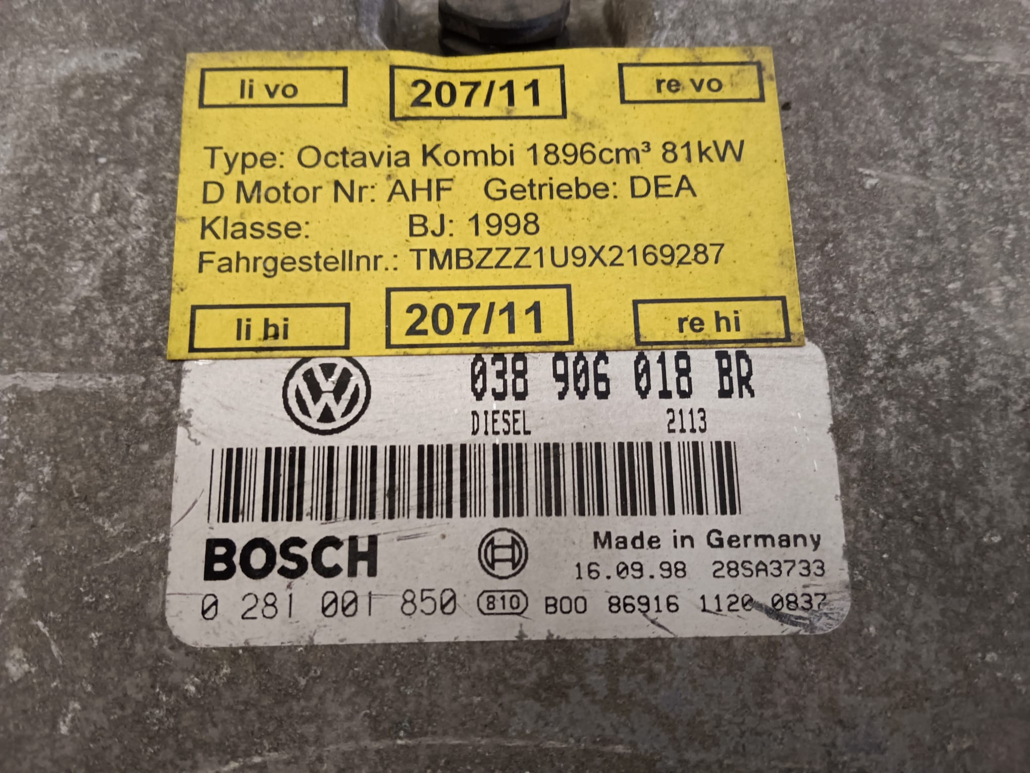 Motorsteuergerät 038906018BR Skoda Octavia Kombi